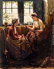 Edward Antoon Portielje Mending The Nets painting